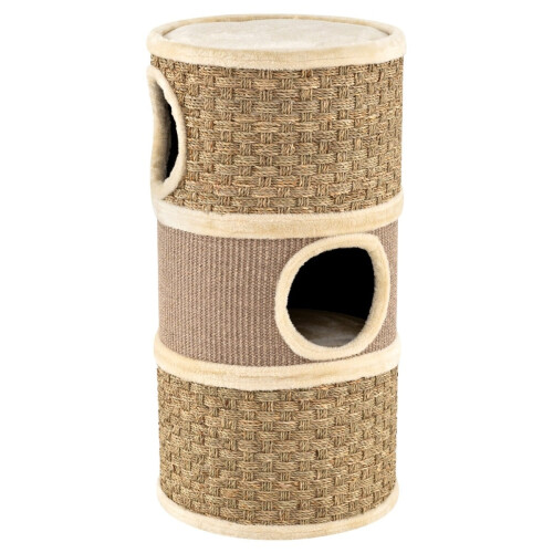 Arbre à chat en sisal et jonc de mer, 3 cachettes, Ø 36 cm