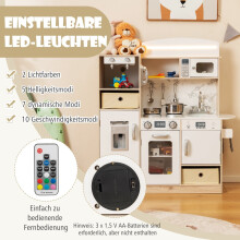 Dřevěná kuchyňská sada na hraní s LED světly a úložným prostorem