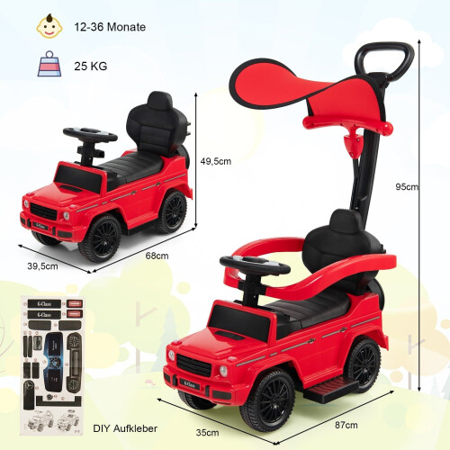 Mercedes-Benz Kinder-Elektroauto mit Sonnendach, Rot 1