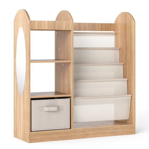 Libreria per bambini con specchio e organizer per giocattoli