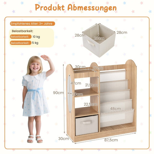 Libreria per bambini con specchio e organizer per giocattoli 1