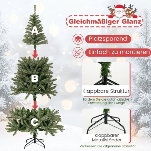 Brad de Crăciun artificial strălucitor de 180 cm, design pliabil 2