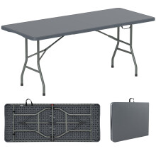 Klappbarer Campingtisch, 180 x 74 cm, Tischplatte aus HDPE, Metallbeine