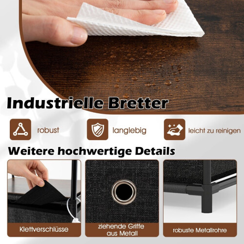 Stoffkommode mit 4 Schubladen, Holzplatte und Ablage. 2