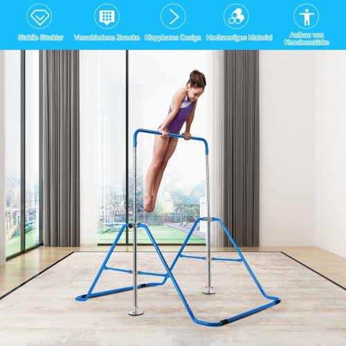 Barra da ginnastica regolabile, pieghevole, 90-130 cm, blu 2