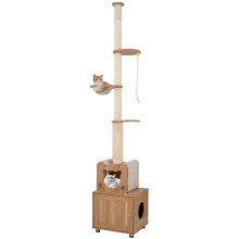 Deckenhoher Katzenbaum mit verstellbarer Höhe und Katzentoilette