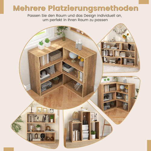 Libreria convessa con antiribaltamento, 3 ripiani, 84x83,5 cm 2