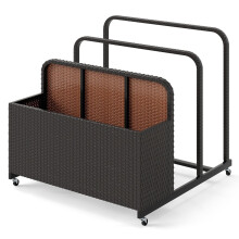Pool-Aufbewahrungskorb mit Rollen, PE-Rattan, 2 Fächer