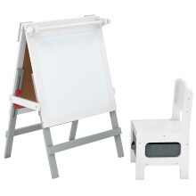 Verstellbare Kinderstaffelei mit Kreidetafel und Whiteboard, Grau