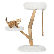 Katzenbaum mit 3 Plüschplattformen, Jute-Stämmen, 90 cm