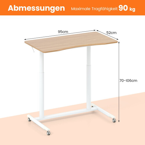 Adjustable Sit-Stand Desk, C-Shape, 70-106 cm, Mobile 1