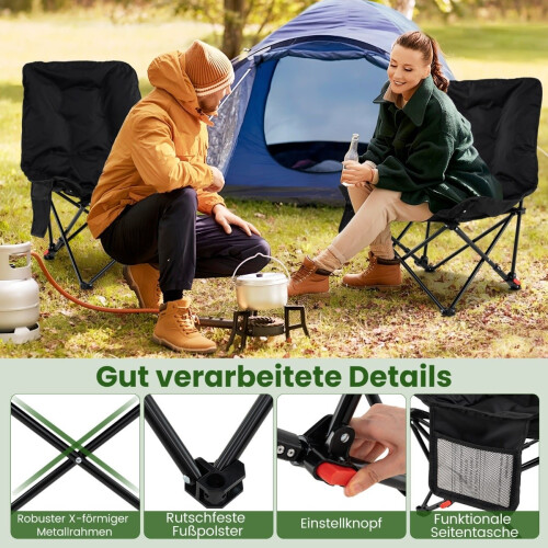 Chaise de camping pliante, dossier réglable, poche latérale 2
