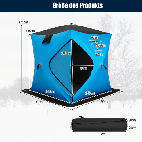 Isoliertes Pop-Up-Eisfischerzelt, 2-Personen, Blau 1
