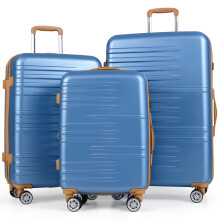 Ensemble de 3 valises rigides avec serrure TSA, bleues