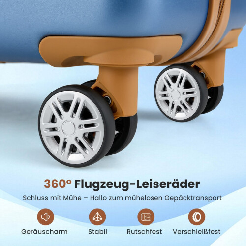 Ensemble de 3 valises rigides avec serrure TSA, bleues 2