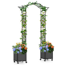 Arche de jardin avec jardinières à arrosage automatique, métal et polypropylène, 250 cm
