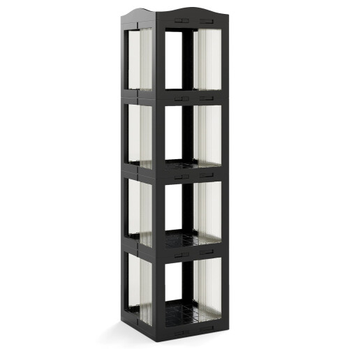 Étagère rotative à 360, pliable, transparente, noire