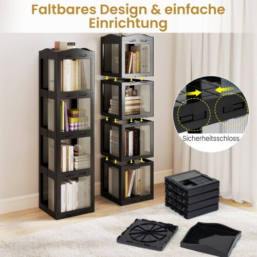Étagère rotative à 360, pliable, transparente, noire 2