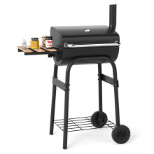 Parrilla de carbón con mesa lateral plegable y termostato