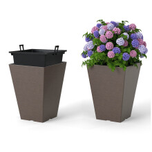 Selbstbewässernde Pflanzgefäße mit Drainage, 2er-Set, Braun