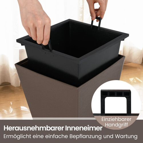 Selbstbewässernde Pflanzgefäße mit Drainage, 2er-Set, Braun 2