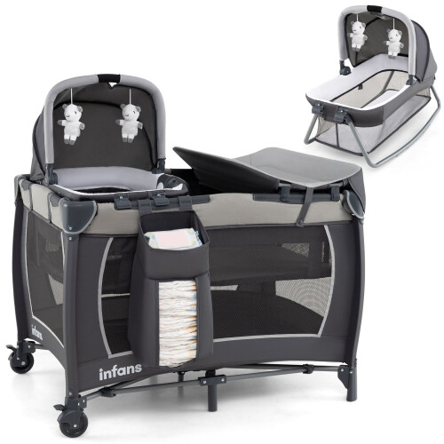 Lit bébé portable 5 en 1 avec table à langer et berceau