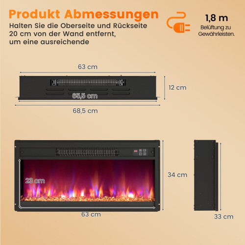 Chimenea eléctrica de 26 pulgadas con control remoto 1