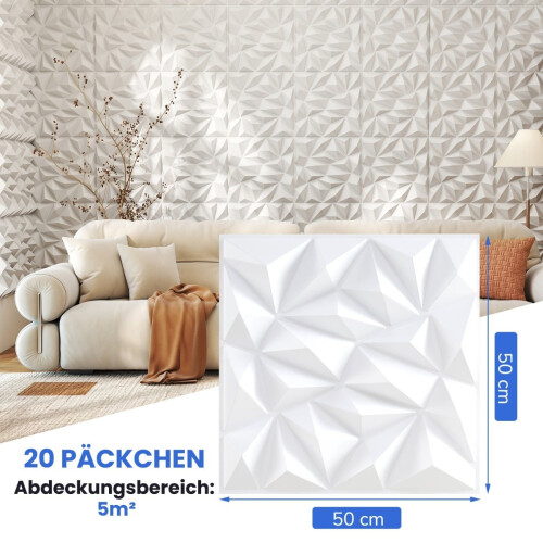 3D-Wandpaneele, Rautenmuster, 20er-Pack, 5 m² Abdeckung 1