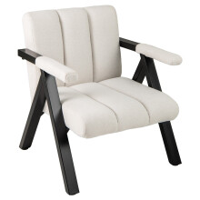 Beigefarbener Lounge-Sessel mit Armlehnen und Metallgestell