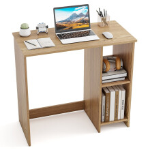Kompakter Schreibtisch mit 2 Ablagen, 80 x 40 x 74 cm, Naturholz