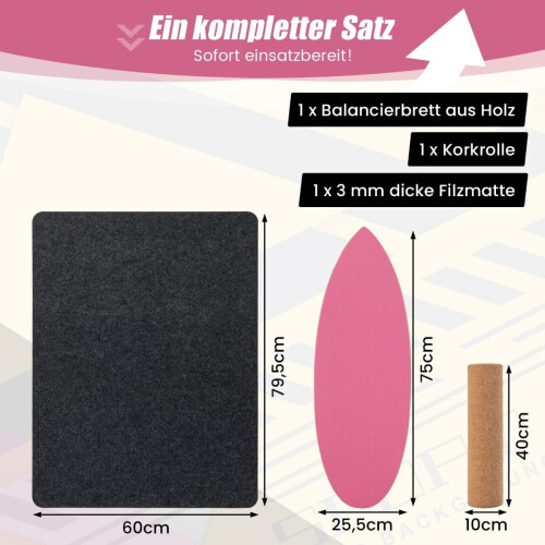 Balance Board Set mit Korkrolle und Filzmatte 2