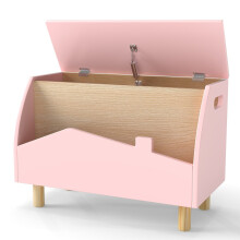 Spielzeugkiste aus Holz mit Ablage, rosa, 60 x 30 x 44 cm