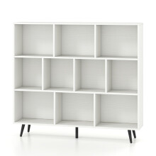 Bücherregal mit Fächern, 3-stufig, Holzbeine, 120 cm