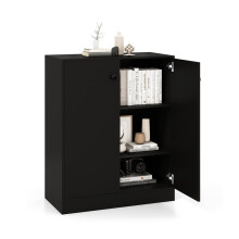 Credenza nera indipendente con ripiani regolabili, 72x34x85,5 cm