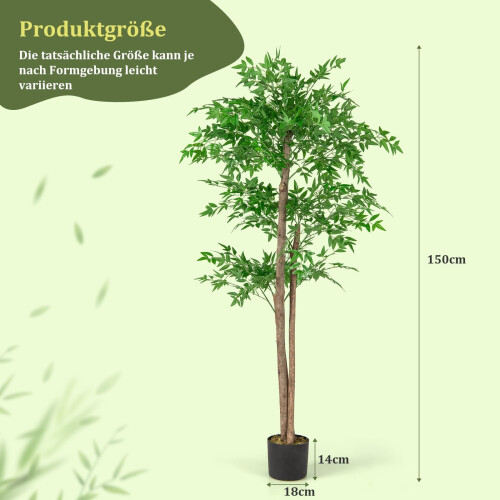 Künstliche Bambuspflanze mit Topf, 150 cm, 1020 Blätter 1