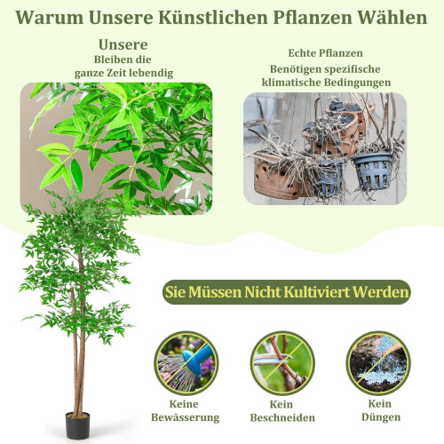 Künstliche Bambuspflanze mit Topf, 150 cm, 1020 Blätter 2