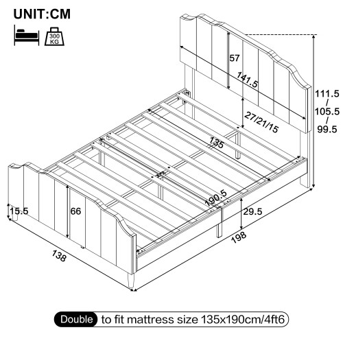 4ft6 Double Upholstered Bed Frame with Adjustable Chic Channel 2