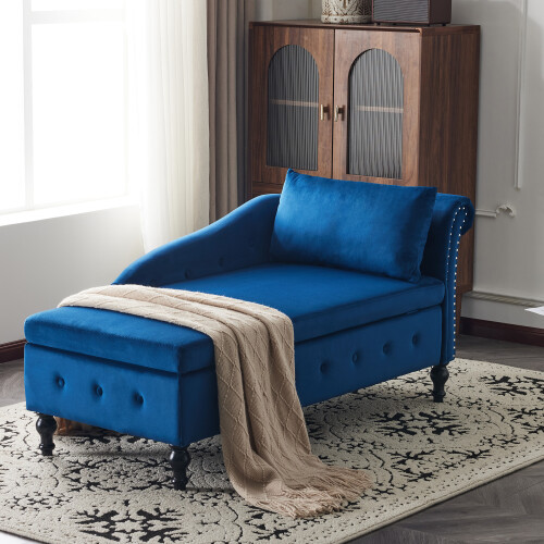 Velvet Chaise Lounge Sofa with Storage 1
