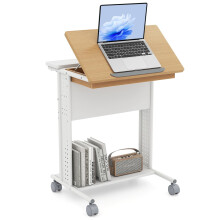 Mobiler Laptop-Tisch mit neigbarer Tischplatte, Stauraum und Rollen