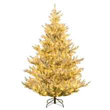 210 cm großer künstlicher Weihnachtsbaum mit Lichtern und Schnee