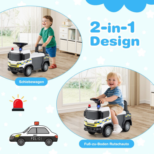 Polizeiauto für Kleinkinder mit Lenkung und Stauraum 2
