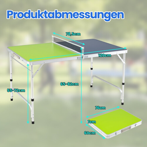 Portable Table Tennis Table Set, 120 x 76 cm, Adjustable Height 1
