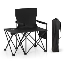 2er-Set faltbare Campingstühle mit Beistelltisch und Getränkehalter