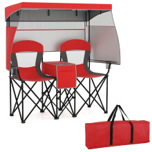 Doppel-Campingstuhl für den Außenbereich mit verstellbarem Sonnenschutz