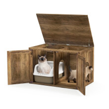 Katzenklo-Schrank mit Doppeltüren, Eichenoptik