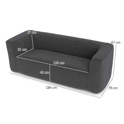 Canapé gonflable double avec housse amovible, gris, 138 cm