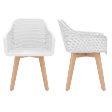Esszimmerstühle, 2er-Set, weiß, Holzbeine, ergonomische Rückenlehne