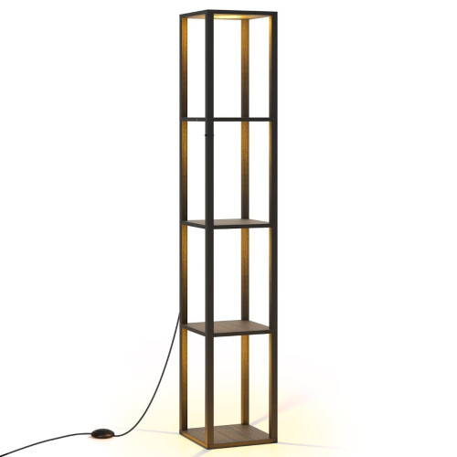 Luminária de chão com prateleiras e luzes LED reguláveis, 165 cm