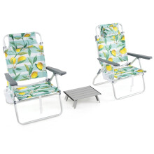 Klappbare Strandstühle mit Tisch, verstellbare Rückenlehne, Grün