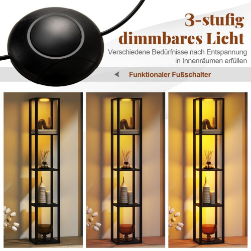 Luminária de chão com prateleiras e luzes LED reguláveis, 165 cm 2